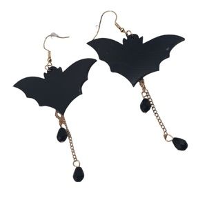 Black Acrylic Bat Earrings Goth gothic Halloween